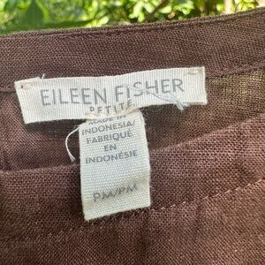 Eileen Fisher Brown Boxy 3/4 Sleeve Blouse with pockets